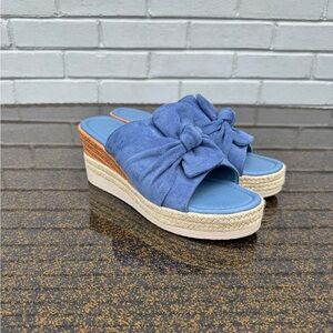 Patrizia Spring Step Bellaluce Wedge Sandal- Blue Suede Wedge Size 9